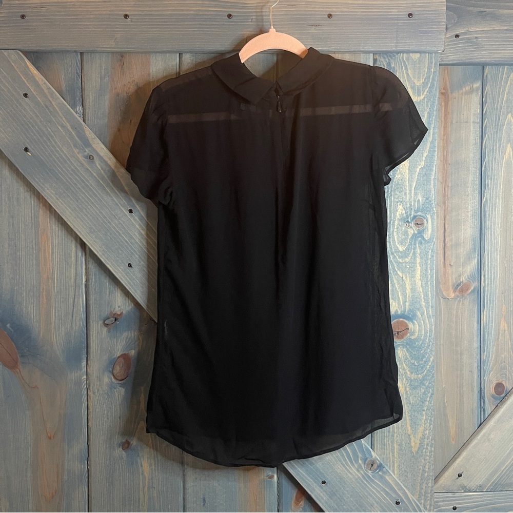 Reformation RARE F*ck Off Embroidered Collar Black Sheer Top - Picture 4 of 5